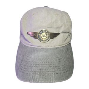 Vintage EAA Aircraft Association Hat Beige Brass Wings Fersten Elite Distressed